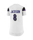 Women's Lamar Jackson White Baltimore Ravens Athena Name and Number Fashion Top