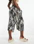 River Island tie waist culottes in black and white print