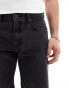 River Island straight fit denim shorts in black