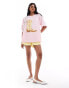 ASOS DESIGN oversized t-shirt with cowboy boot graphic in baby pink