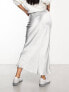 New Look satin maxi skirt in silver