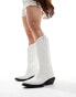 ASOS DESIGN Wide Fit Camden flat western knee boots in white