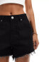 Sixth June high waisted denim shorts in washed black