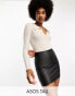 ASOS DESIGN Tall leather look mini skirt in black