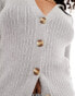 Glamorous rib knit button front cardigan in grey marl