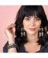 Gloria Half Circles Beaded Fringe Earrings on Brass Triangle