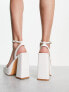 Glamorous Wide Fit platform heel sandals in white patent