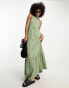 ASOS DESIGN sleeveless tiered maxi dress in khaki