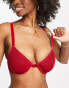 ASOS DESIGN Fuller Bust Alaia mesh and velvet trim underwire bra in burgundy