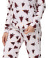 Women's Printed Microfleece V-neck Long Sleeve Top with Jogger 2 Pc Pajama Set