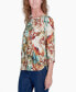 Petite Classics Earth Floral Crew Neck Top