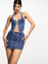 Kyo The Brand denim mini skirt with cut out embellishment detail co-ord in blue