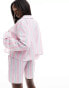 Kaiia cropped poplin shirt co-ord in pink stripe