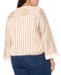 Women's Plus Size Tie-Hem Striped Wide-Sleeve Blouse