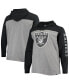 Men's Heathered Gray, Black Las Vegas Raiders Franklin Wooster Long Sleeve Hoodie T-shirt