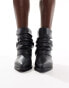 Glamorous ruched western ankle boots in black