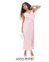 ASOS DESIGN Petite satin cami wrap midaxi dress in pink