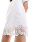 Miss Selfridge festival lace hem t-shirt dress in white