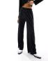 Pieces plisse high wasited wide leg trousers co-ord in black