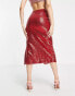 Collective the Label exclusive midaxi sequin skirt in red