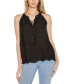 Women's Embroidered Hem Sleeveless Top