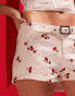 Mango cherry print buckle shorts in white