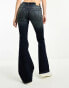 Weekday Flame low waist flared jeans in swamp blue wash