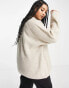 ONLY Curve ribbed crew neck jumper in beige