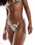 Free Society tie side bikini bottom in multi zebra