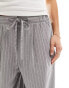 ASOS DESIGN Petite tailored pull on trouser in grey pinstripe