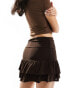 COLLUSION mini skirt with ruffle detail in brown