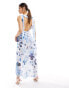 NA-KD frill hem maxi dress in blue print