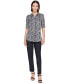 Petite Logo Print Roll-Tab-Sleeves Button-Front Shirt, First@Macy's