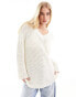 4th & Reckless v neck lightweight open knit jumper in cream