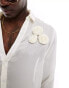 ASOS DESIGN relaxed low collared shirt with applique flowers in cream