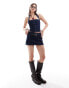 Pull&Bear buckle belt detail micro mini skirt co-ord in indigo blue