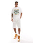 ASOS DESIGN oversized t-shirt in white with Malibu front print