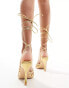 Public Desire Oceania strappy mid heeled sandal in gold