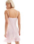 Reclaimed Vintage mini slip dress in pink with lace and bow details