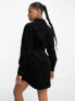 ASOS DESIGN cord belted shirt dress in black