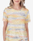 Women's Charleston Short Sleeve Crew Neck Watercolor Print Top