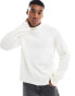 ASOS DESIGN relaxed boxy knitted jumper with ribbed sleeves in ecru