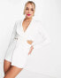 Lavish Alice cut out detail blazer dress with pearl trim in white