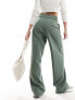 Vila belted high waist tailored trousers in green