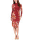 Women's Mock-Turtleneck Floral Sheath Dress