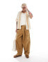 ASOS DESIGN oversized balloon pleated cord cargo trouser in tan