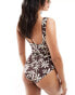 & Other Stories square neck floral print swimsuit in brown