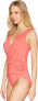 Jantzen 145011 Women's Solid Draped One Piece Swimsuit Color Amazon Coral Sz 8