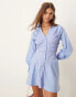 ASOS DESIGN ruched pannel mini shirt dress in stripe mix