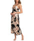 Women's Printed V-Neck Satin Nightgown